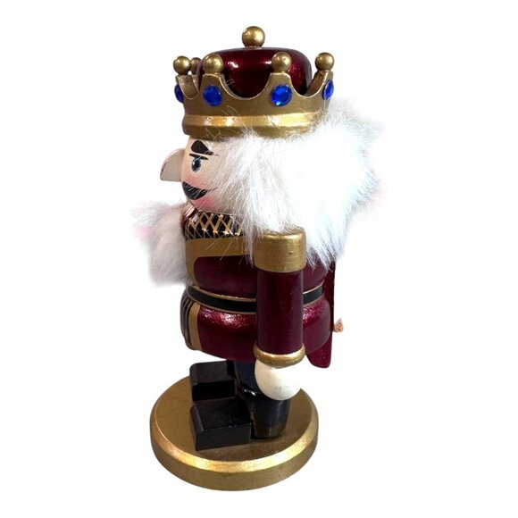 Wooden King Nutcracker Figurine Toy Soldier Red & Gold Accent 6" Holiday Display - Picture 5 of 8